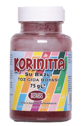 Korinitta Toz Gıda Boyası Su Bazlı Bordo 75 Gr