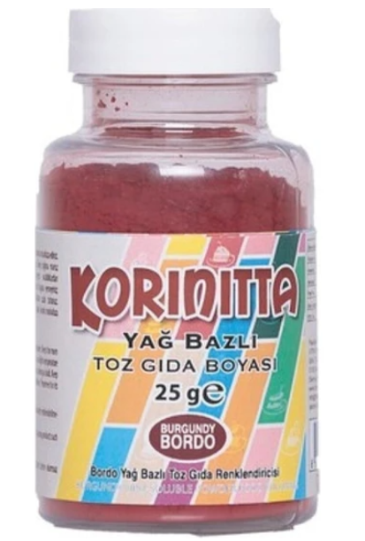 Korinitta Toz Gıda Boyası Yağ Bazlı Bordo 25 Gr