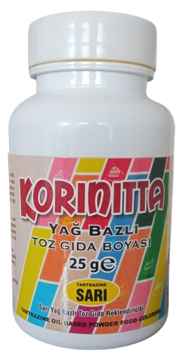[Y101673] Korinitta Toz Gıda Boyası Yağ Bazlı Sarı 25 Gr