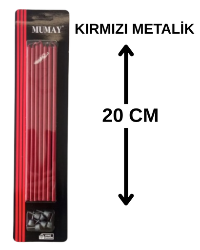 [Y101620] Kirmizi Mum Metalik 20 cm