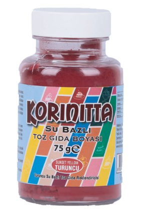 [Y100765] Korinitta Toz Gıda Boyası Su Bazlı Turuncu 75 Gr